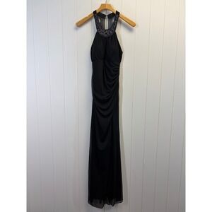 Vintage Cindy USA Y2K Cocktail Beaded Halter Maxi Gown Women Small Homecoming